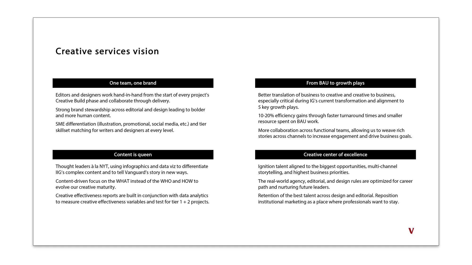 Four-pillar Creative Services Vision