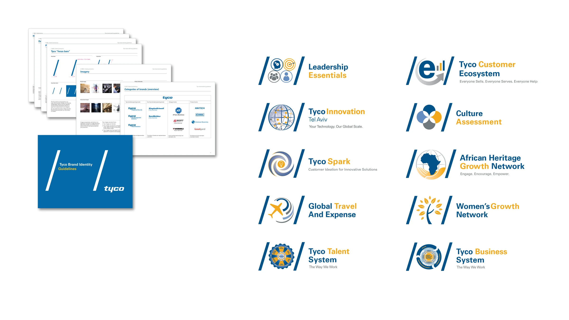 Tyco global branding consistency and sub-brand identities